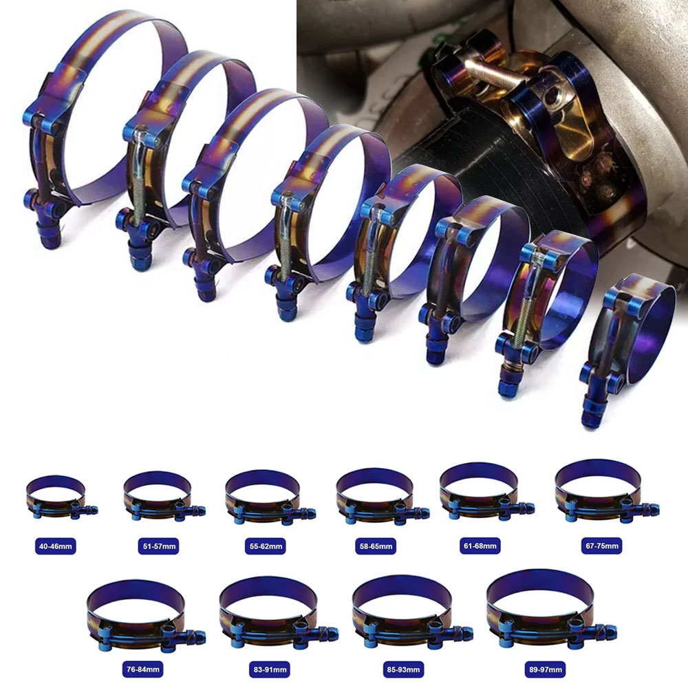 T-Bolt Hose Clamps Stainless Steel Turbo - Klem Selang T-Bolt Titanium Biru Universal