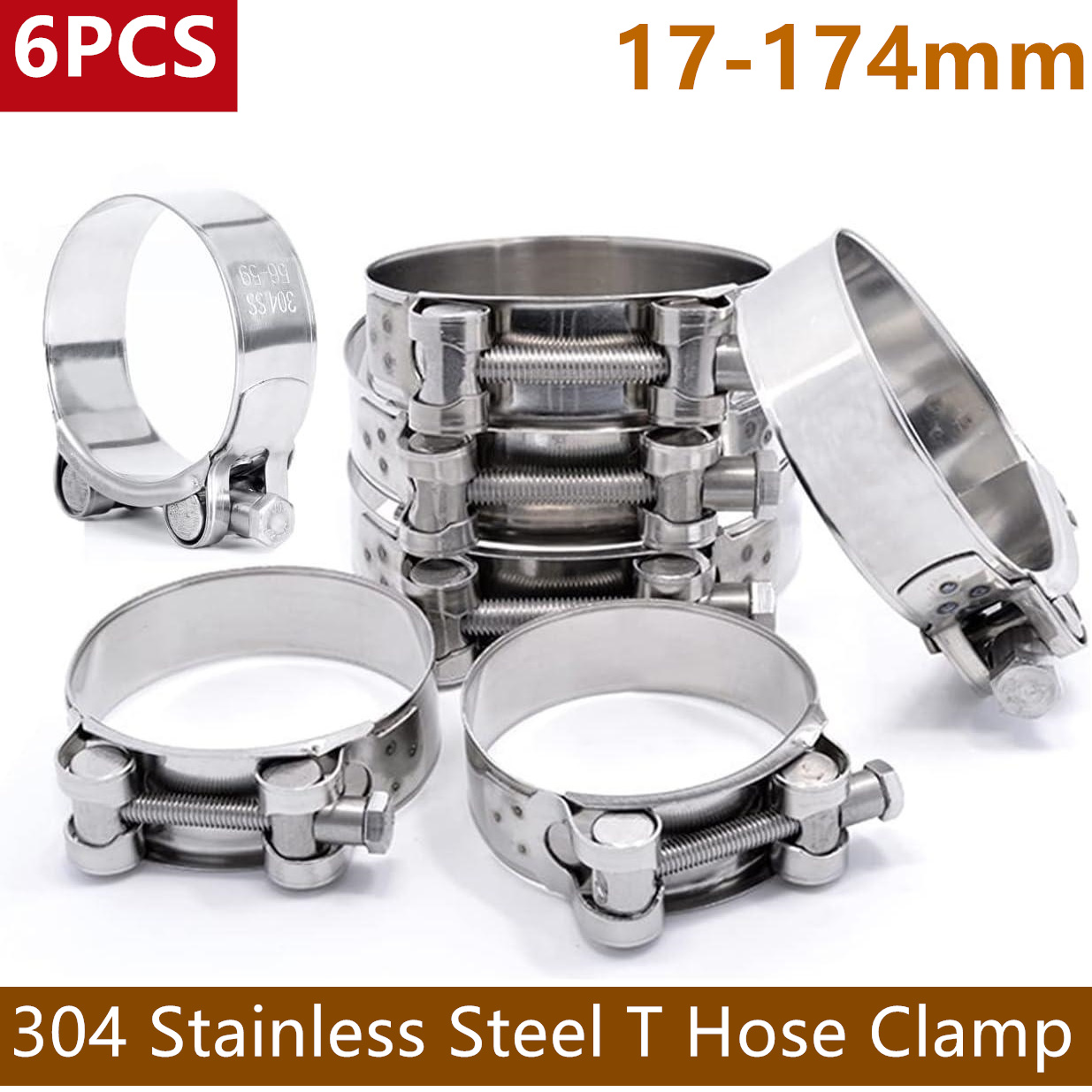 T-Bolt Hose Clamps Stainless Steel Turbo - Klem selang baja tahan karat, klem