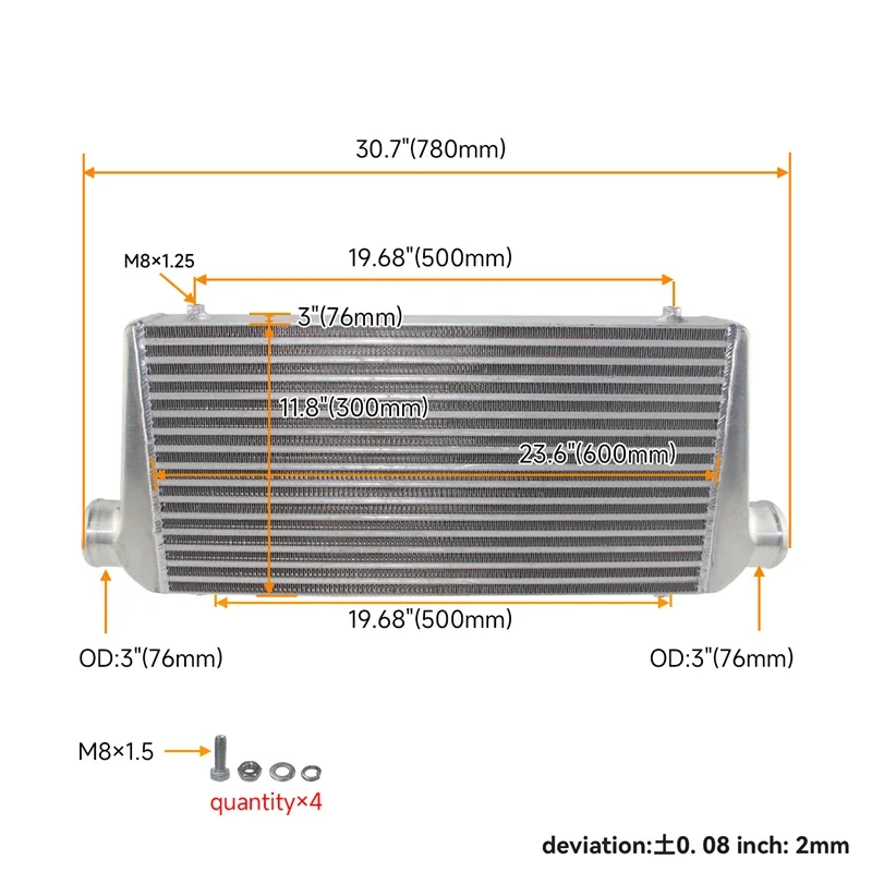 Front Mount Intercooler Universal Bar Plate - Universal Front Mount Bar&Plate Intercooler+12Pcs Selang
